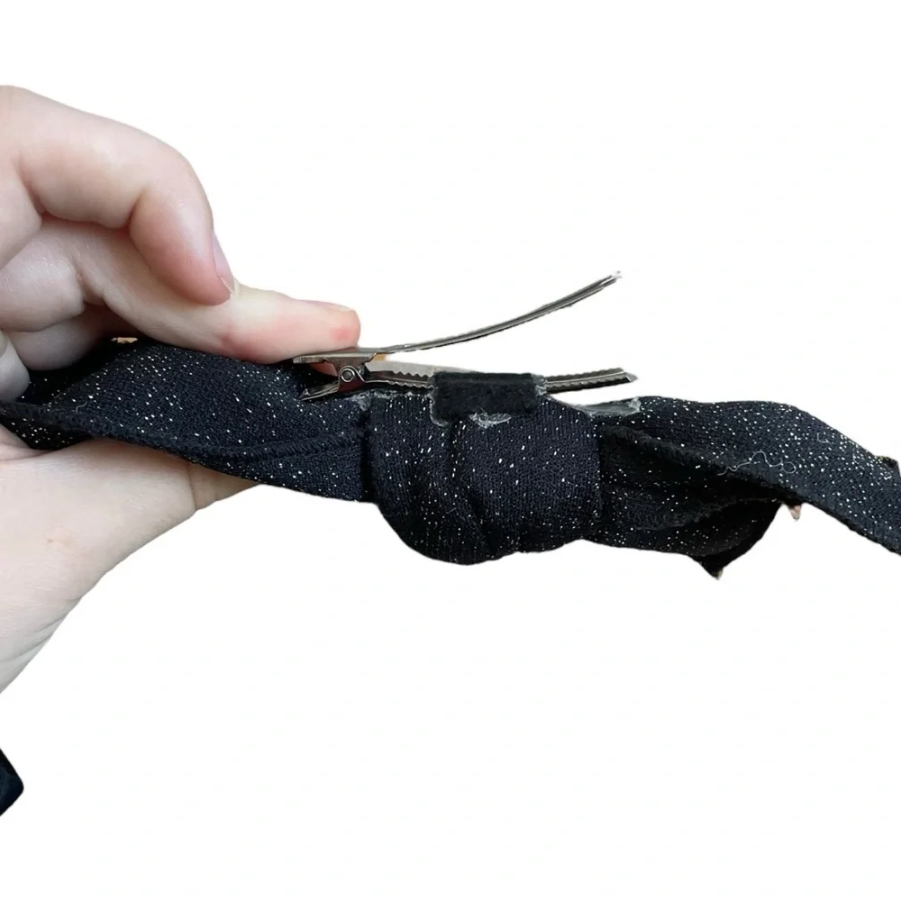 4/$25 Black Bow Hair Clip with Sparkles